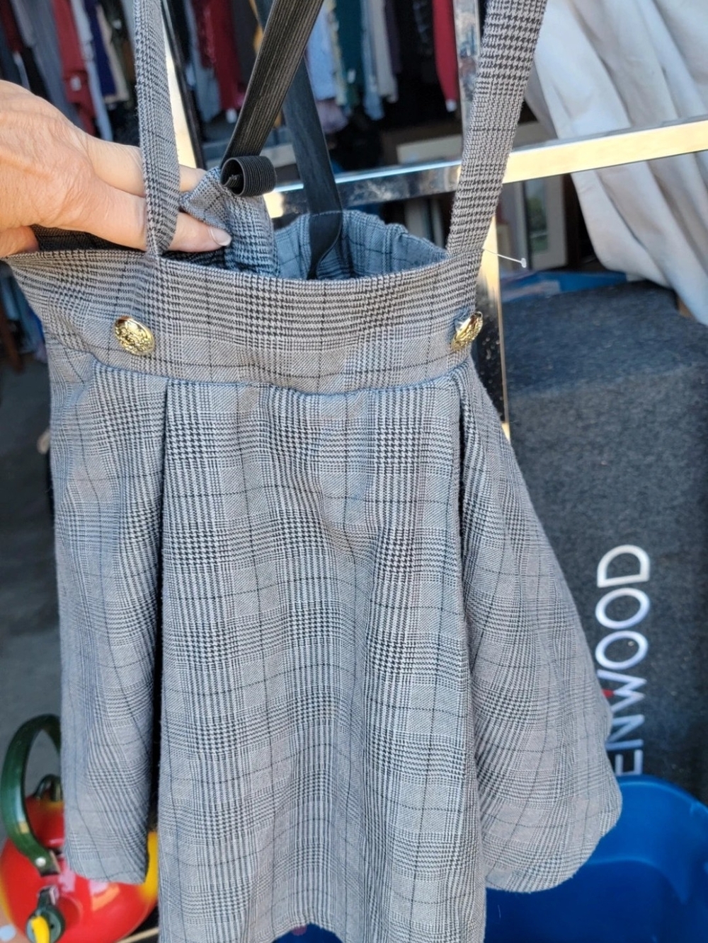 Halloween Weissman Plaid Skirt Suspenders Size Xlc with purple tulle